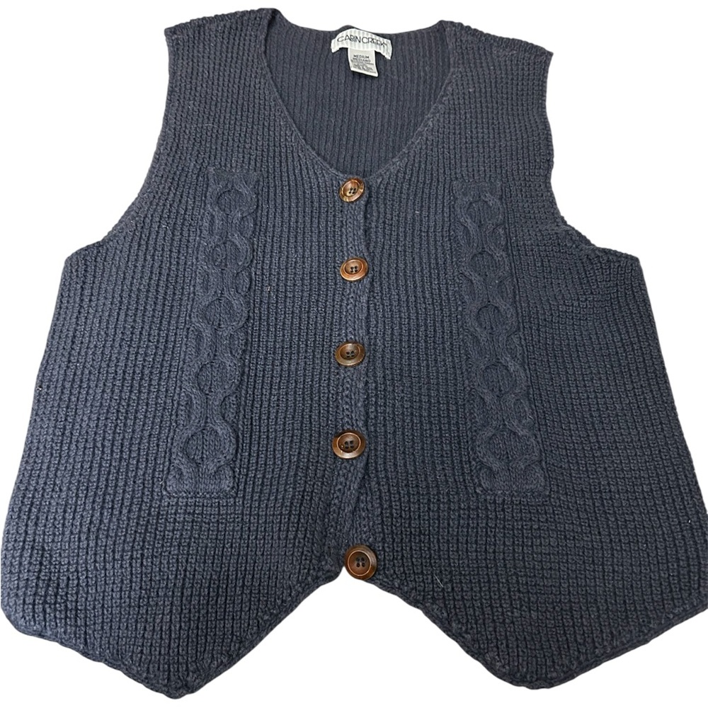 Cabin Creek Navy Blue Vintage Cable Knit  Sweater Vest